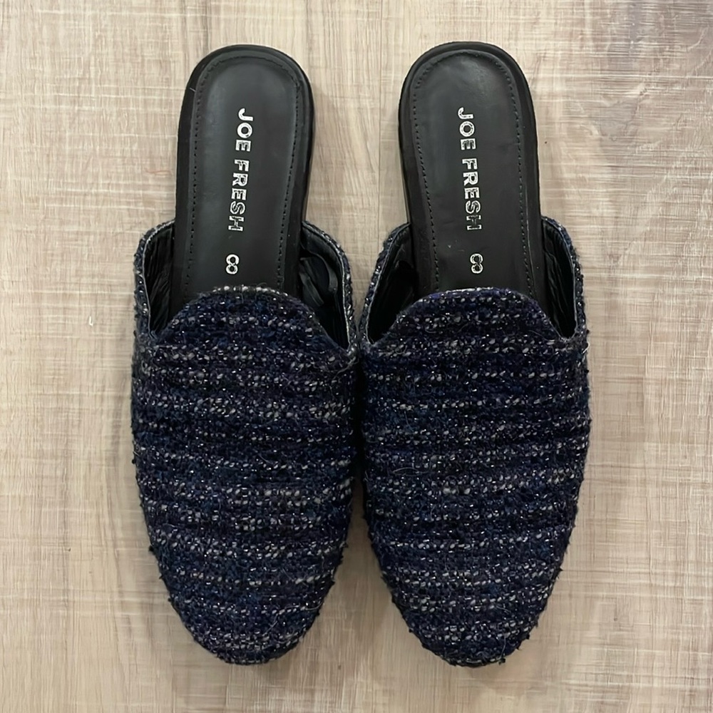 Size 8 Blue tweed mule shoes JOE FRESH
